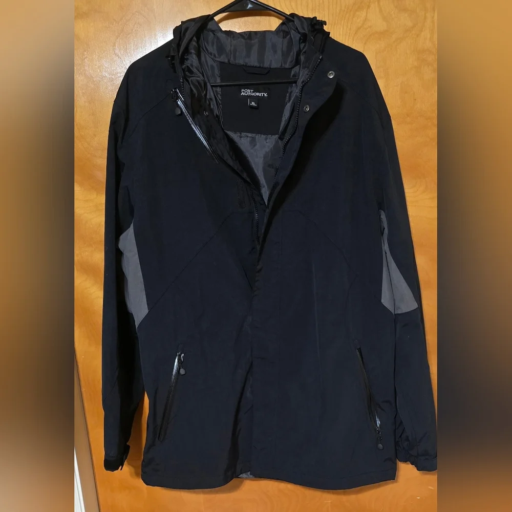 Men's XL Port Authority Cascade Waterproof Hooded Jacket Raincoat Parka Black - Picture 5 of 16